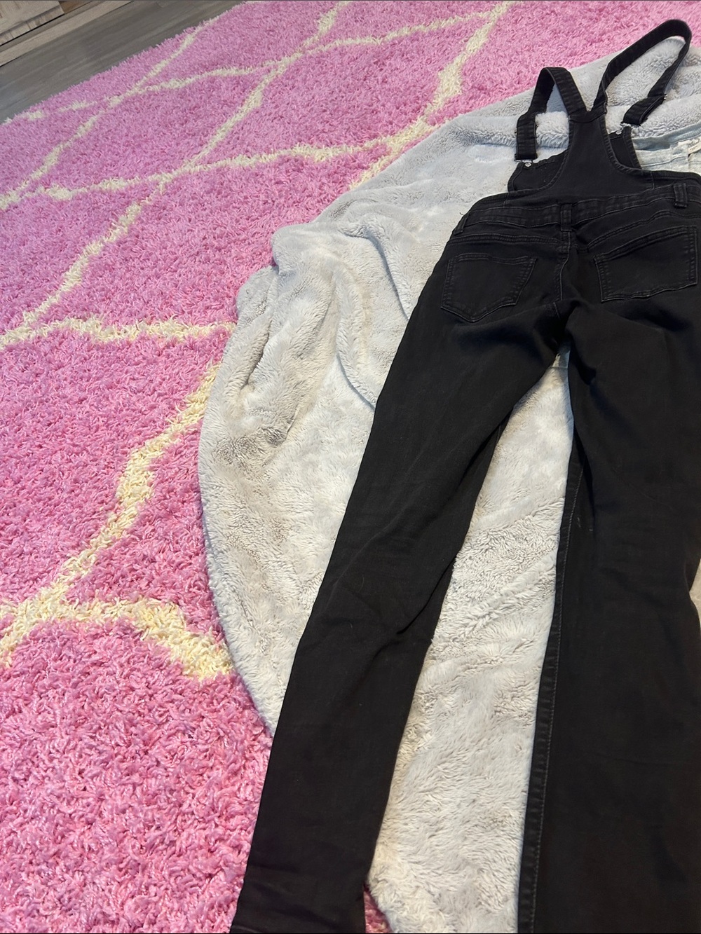 Slim Black Denim Women's Overalls with Adjustable Straps